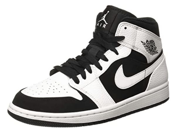 Nike Air Jordan 1 Mid черно-белые кожаные женские (35-39)