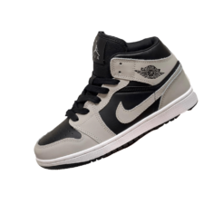 Nike Air Jordan 1 Mid черные с серым кожаные женские (35-40)