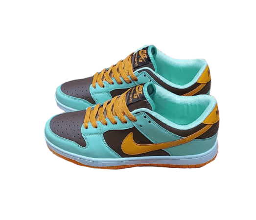 Nike SB Dunk Low Pro бирюзовые с коричневым и желтым кожа-нубук мужские (40-45)