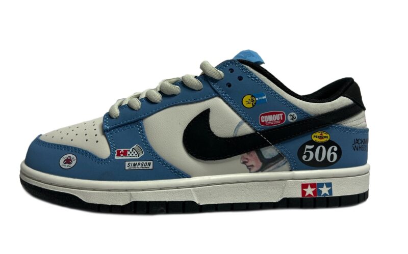 Nike SB Dunk Low Pro голубые с белым кожа-нубук мужские-женские (40-44)