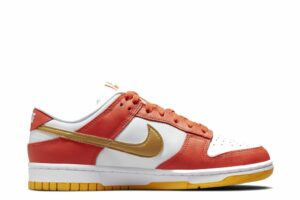 Nike SB Dunk Low Pro оранжевые с белым и золотым кожаные женские (35-39)