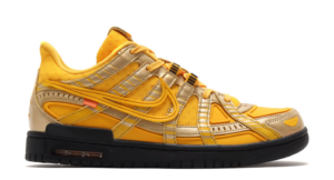 Off-White x Nike Air Rubber Dunk University Gold желтые с серебряным кожа-сетка мужские (40-44)